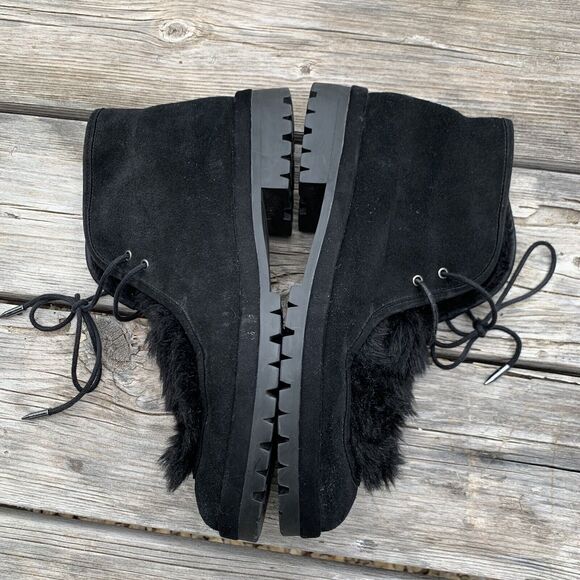 AVEC LES FILLE Demi II Black Suede And Faux Fur Boots, SZ 9M - Picture 5 of 8